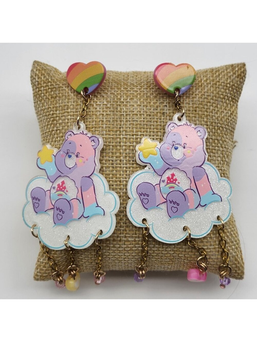Shein X Care Bears Collab Earrings Rainbow Heart Star Kawaii Dangle Festival